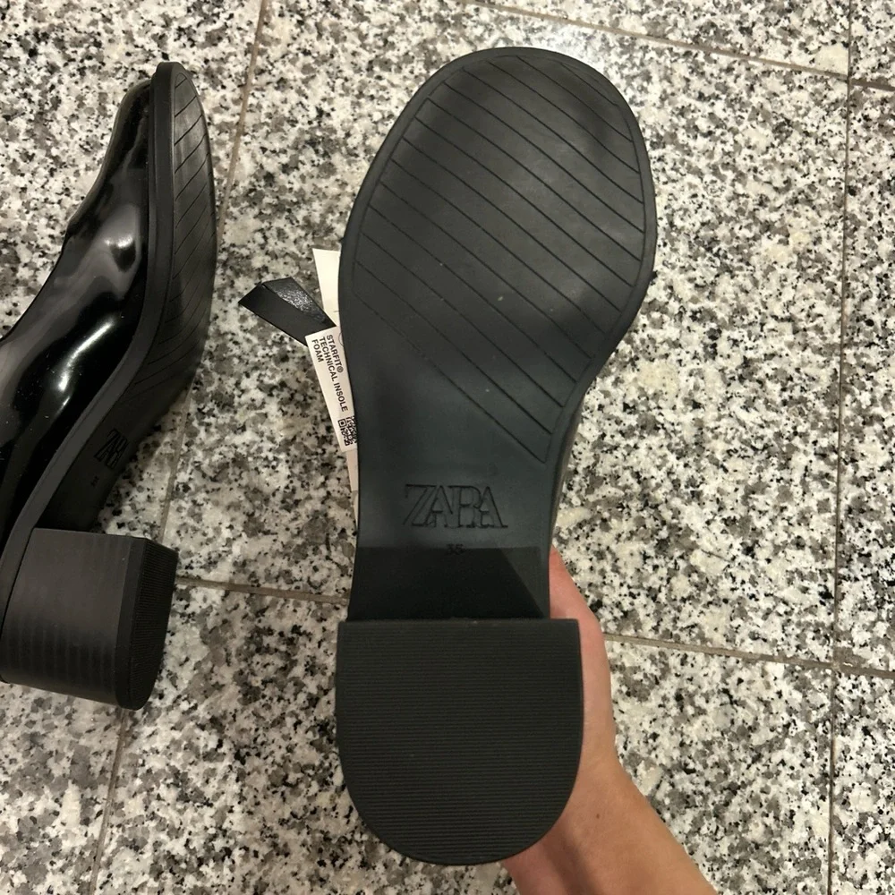 Zara Patent Black Heeled Mary Jane Shoes Size 5 NWT - Picture 5 of 6